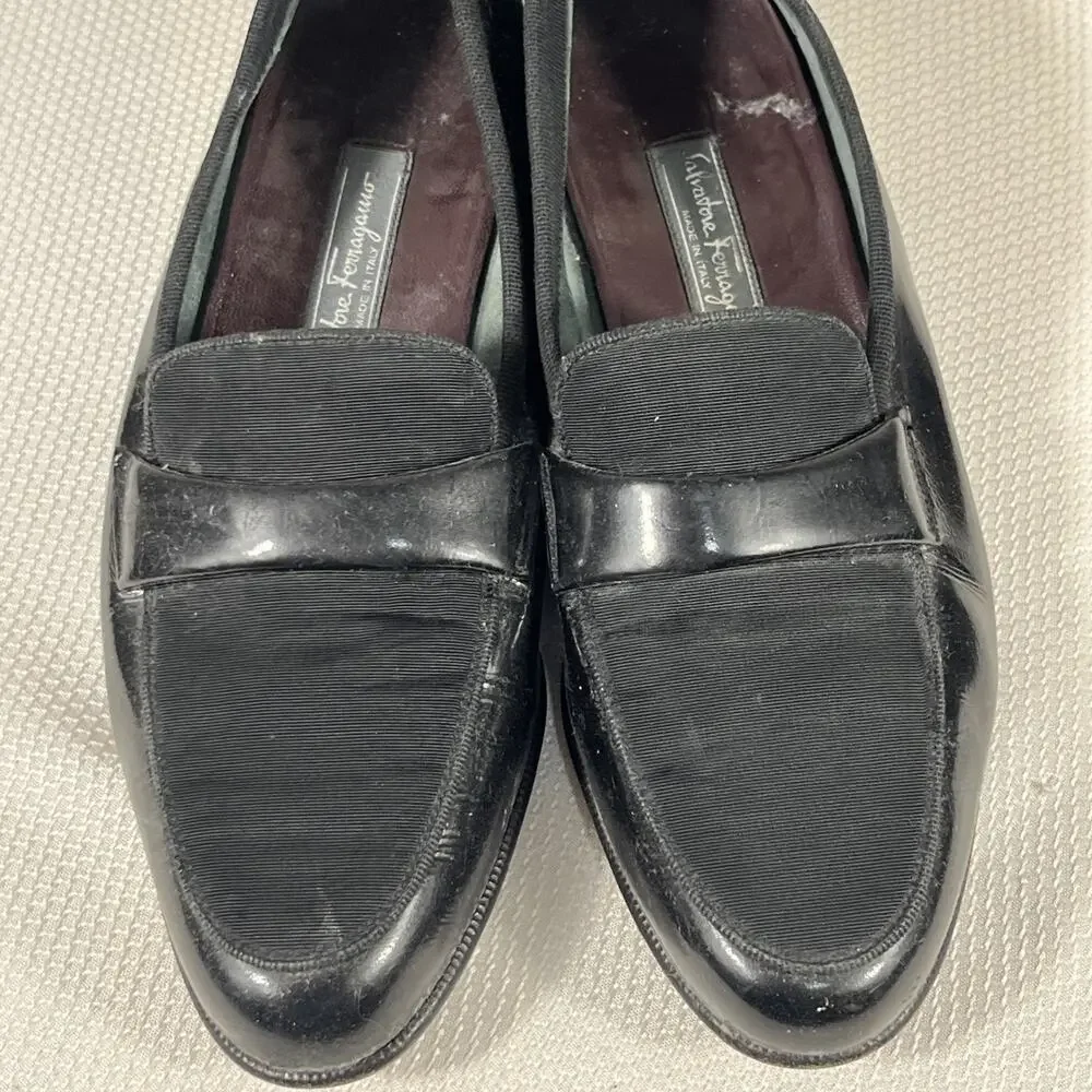 Salvatore Ferragamo Made in Italy Patent Grosgrain Vamp‎ Formal Loafer 8D